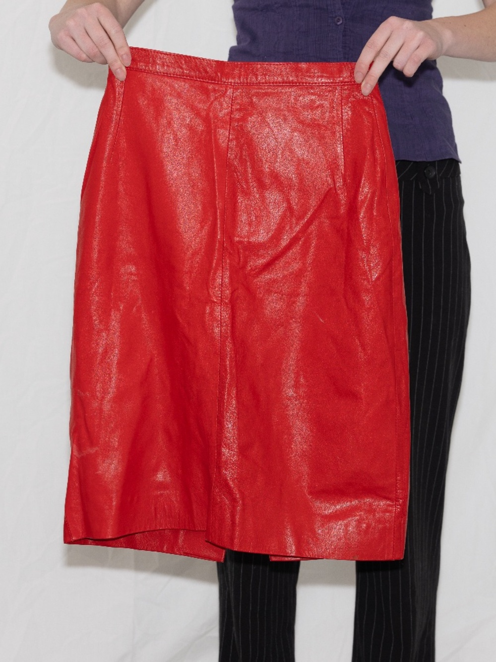 Vintage red leather pencil skirt size XS/XXS